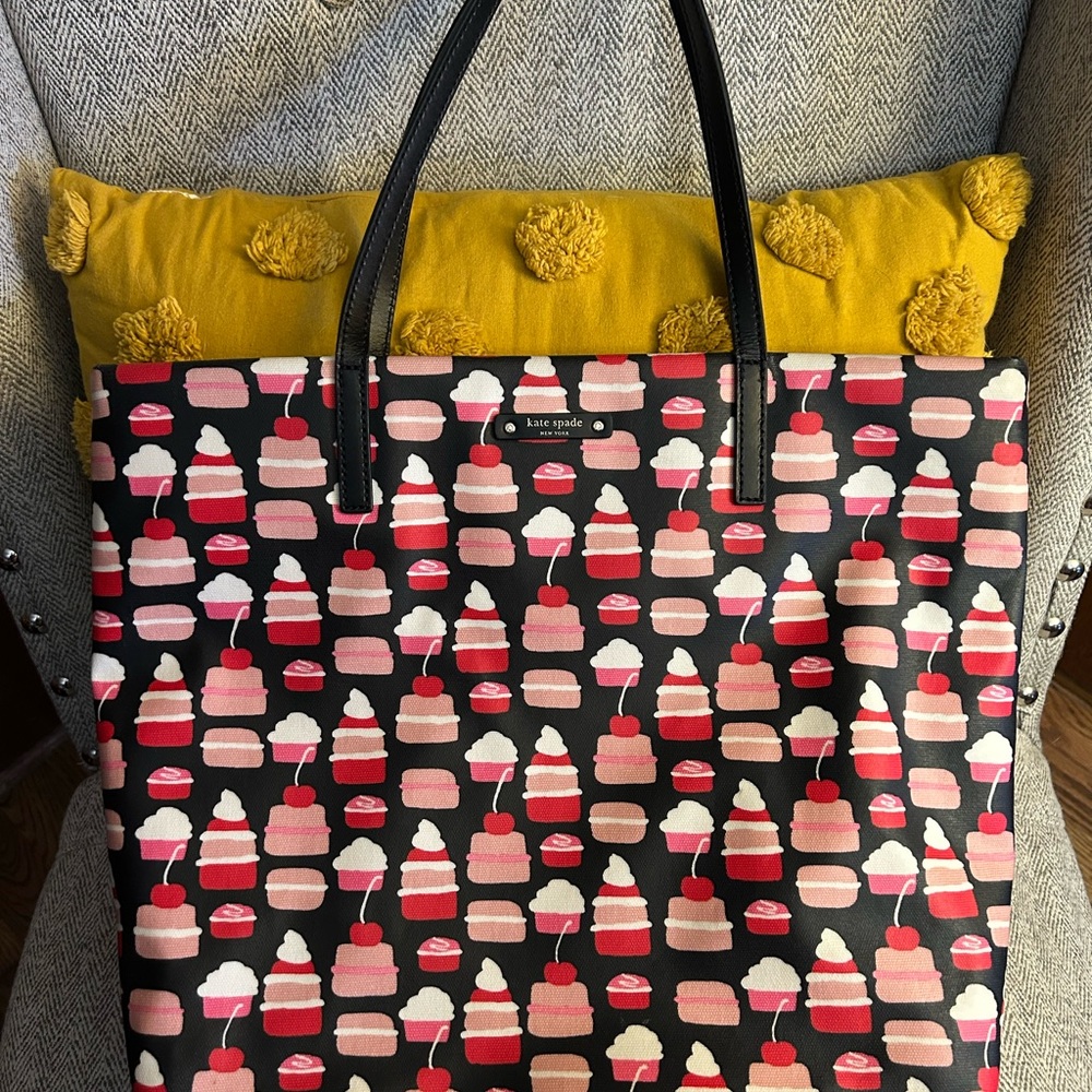 Kate Spade Black and Pink Cupcake Tote